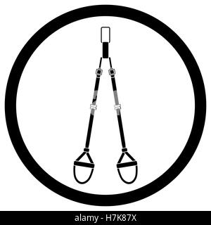 TRX-Symbol schwarz weiß. Fitness und Training, training, Gurt Sportgeräte, Kraft und Ausdauer illustration Stockfoto