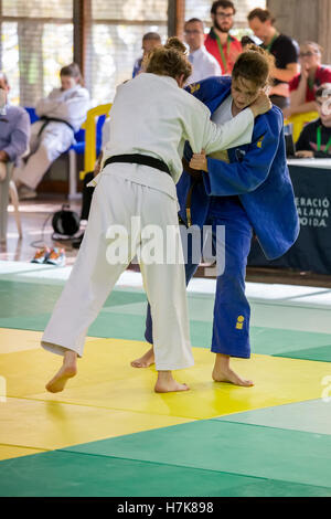 Konkurrenten im katalanischen Senior Judo-Meisterschaften in Barcelona, 29. Oktober 2016, Barcelona Spanien Stockfoto