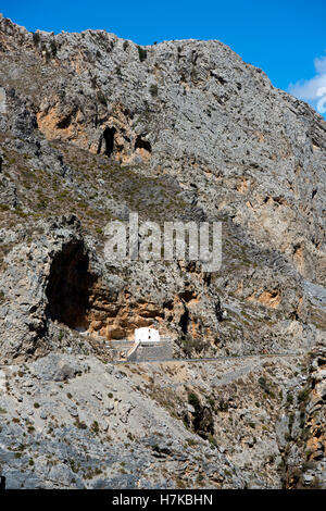 Griechenland, Kreta, Kaplle an der Straße in der kourtaliotiko-schlucht bei Plakias Stockfoto