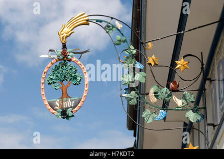 Blechschild, Appenzell, Appenzell, Schweiz, Europa und Umgebung: Stockfoto