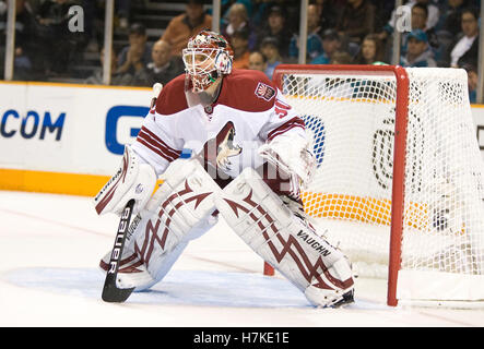 10. April 2010; San Jose, CA, USA; Phoenix Coyotes Torwart Ilya Bryzgalov (30) in der zweiten Periode gegen die San Jose Sharks im HP Pavilion. San Jose besiegte Phoenix 3-2 in eine Schießerei. Stockfoto