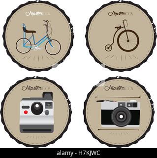 Etiketten mit verschiedenen Hipster Icons, Vektor-illustration Stock Vektor