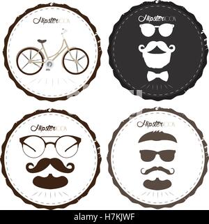 Etiketten mit verschiedenen Hipster Icons, Vektor-illustration Stock Vektor