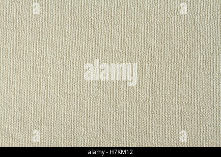 Vanille Farbe Stoff Baumwolle gestrickt. Makro. Stockfoto