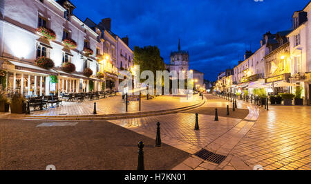 Ort Michel Debre in Ambroise, Loiretal, Frankreich, mit der Kapelle Saint-Hubert im Hintergrund. Stockfoto