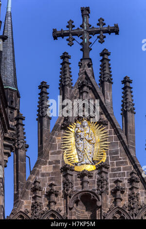 Detail der Kirche der Muttergottes vor dem Tyn, Prag Teynkirche, Tschechische Republik Stockfoto