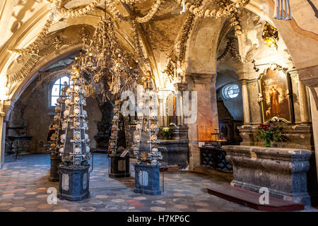 Sedlec Ossuary, Innere der Kapelle, Kutna Hora Tschechische Republik Stockfoto