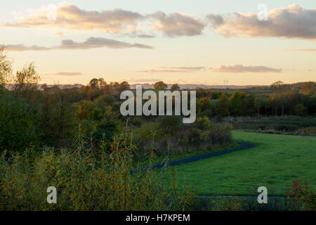 Rainton Wiesen Nature Reserve bei Sonnenuntergang im Herbst Stockfoto