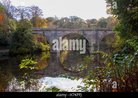 Anbiegen Brücke in Durham City im Herbst Stockfoto