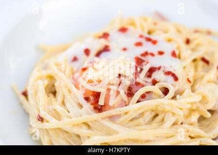 Spaghetti carbonara Stockfoto