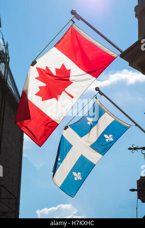 Flagge von Kanada und Quebec Stockfoto