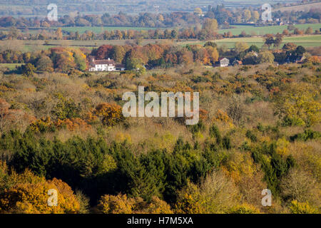 Cley Hill, Warminster, Wiltshire, UK. 6. November 2016. Am frühen Morgen Frost wich einer glorreichen frühen Nachmittag Sonnenschein über der antiken Landschaft-Funktion in der Nähe von Longleat Safari Park. Wanderer trotzten die frischen und windigen Bedingungen auf dem Gipfel der historischen Wallburg in atemberaubende Aussicht über die Landschaft Wiltshire zu. Bildnachweis: Wayne Farrell/Alamy Live-Nachrichten Stockfoto