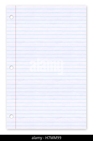 Gesäumt von Papier Notizblock auf weißem Hintergrund Stockfoto