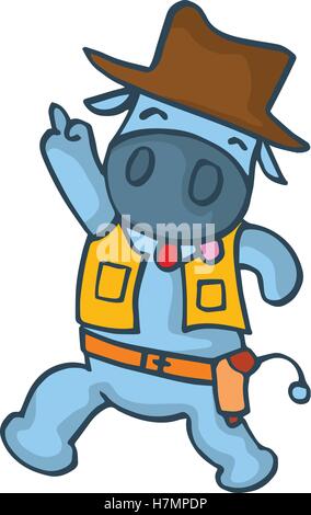 Glücklich Cowboy Kuh Cartoon Vektor Illustration Sammlung Lager Stock Vektor