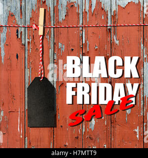 Schwarzer Freitag. Schwarzen Verkauf-Tag auf dem hölzernen Planken-Hintergrund Stockfoto