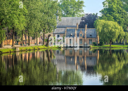 See am Minnewater Park Brügge Belgien Stockfoto