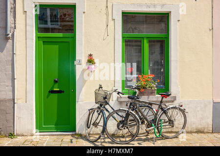 Traditionelle Wohnhäuser Brügge Belgien Stockfoto