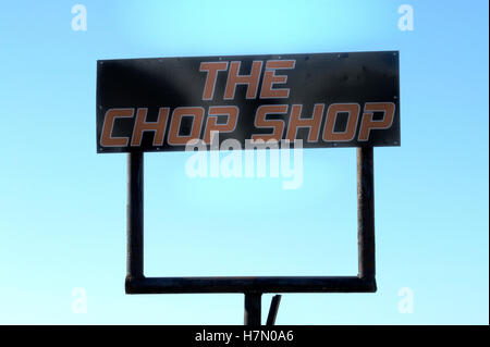 Melden Sie sich für den Chop Shop in NoDa Stockfoto