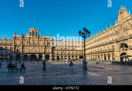 Die barocken Plaza Mayor im Zentrum von Salamanca, Spanien. Stockfoto