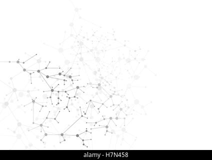 Abstrakt grau DNA molekulare Struktur hinterlegt. Vektor Biologie Atom Abbildung Vorlage. Medizintechnik Stock Vektor