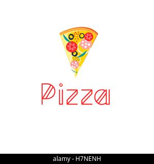Symbol für leckeres Stück Pizza auf weißem Hintergrund Stock Vektor