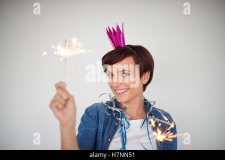 Frau feiert ein sehr wichtiger Stockfoto