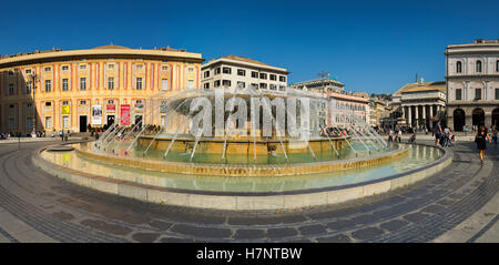 Fontana Piazza de Ferrari. Altstadt, alte Stadt. Genua. Mittelmeer. Ligurien, Italien Europa Stockfoto