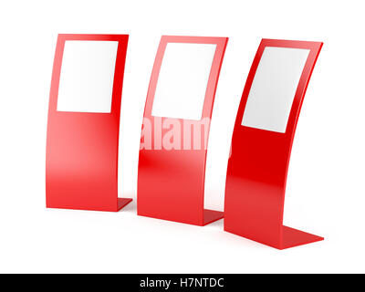 Drei rote Werbeflächen auf weißem Hintergrund Stockfoto