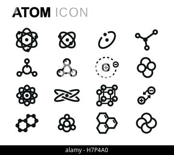 Vektor-Linie Atom Icons set auf weißem Hintergrund Stock Vektor