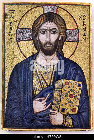 Christus die barmherzigen Mosaik-Ikone 12. Jahrhundert Konstantinopel Istanbul Türkei türkisches oströmischen (Mosaik aus Glas und Naturstein in Wachs Bett auf Holzplatte) Stockfoto