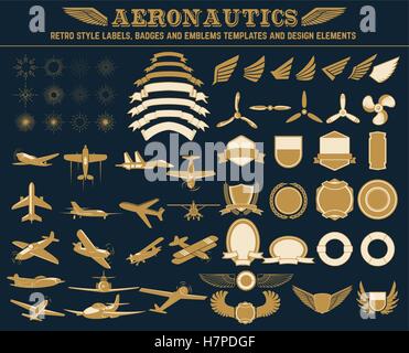 Luftfahrt-Etiketten Vorlagen set Stock Vektor