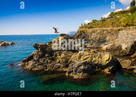 Manarola, Riviera de Levanto, Fischerdorf, Cinque Terre. Genua. Mittelmeer. Ligurien, Italien Europa Stockfoto