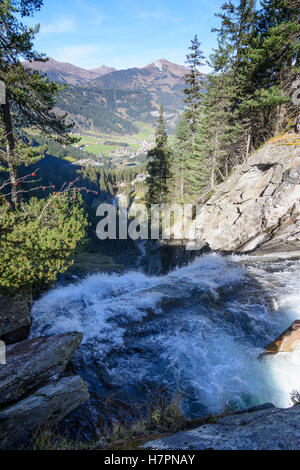 Krimml: Krimmler Wasserfälle, Wasserfall-Oberstufe, Pinzgau, Salzburg, Österreich Stockfoto