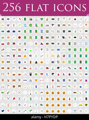 vielfältige Reihe von flachen Icons und Symbole-Vektor-Illustration auf Hintergrund isoliert Stockfoto