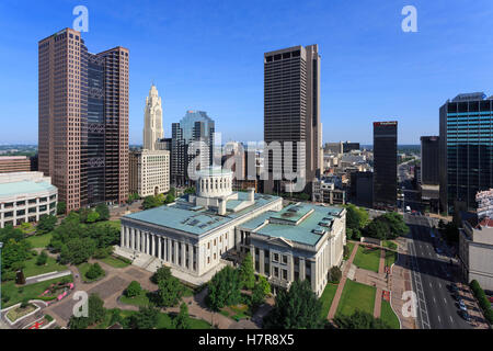 Luftbild des Capitol Building, Downtown Columbus, Ohio, USA Stockfoto