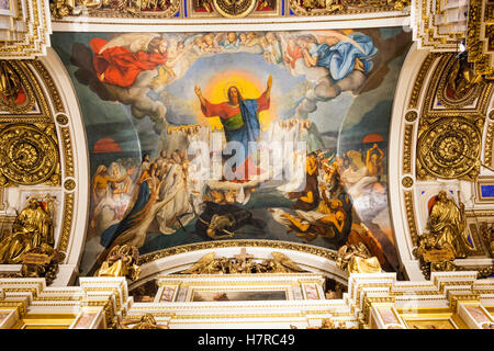 Gemälde von Jesus Christus an Decke, St Isaacs Kathedrale, Sankt Petersburg, Russland Stockfoto
