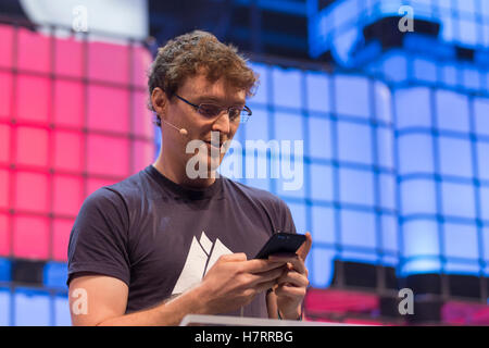 Lissabon, Portugal. 7. November 2016. Gründer & CEO von Web Summit, Paddy Cosgrave, im Web Summit 2016, in Lissabon, Portugal-Credit: Alexandre de Sousa/Alamy Live News Stockfoto