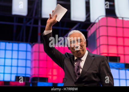 Lissabon, Portugal. 7. November 2016. Premierminister der Regierung von Portugal, Antonio Costa im Web Summit 2016, in Lissabon, Portugal-Credit: Alexandre de Sousa/Alamy Live News Stockfoto