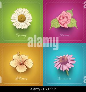 Vektor moderne Karte Design Collection mit Hand gezeichnet Blume. Stock Vektor