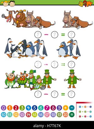Mathe-Aufgabe für Kinder im Vorschulalter Stock Vektor
