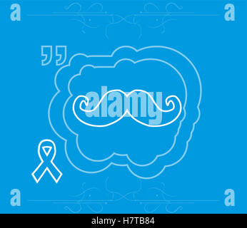 Prostata-Krebs Multifunktionsleiste Sensibilisierung auf blauem Hintergrund. weißes Band mit Schnurrbart. Morbus Graves Stockfoto