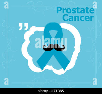 Prostata-Krebs Multifunktionsleiste Sensibilisierung auf blauem Hintergrund. Leichte blaue Band mit Schnurrbart. Morbus Graves Stockfoto