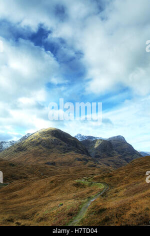 Ein Blick auf die Three Sisters in Glen Coe Stockfoto