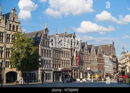 Guild Häuser im Hauptmarkt, Antwerpen, Flandern, Belgien Stockfoto