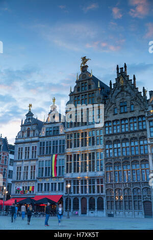 Guild Häuser im Hauptmarkt, Antwerpen, Flandern, Belgien Stockfoto