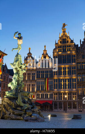 Guild Häuser im Hauptmarkt, Antwerpen, Flandern, Belgien Stockfoto