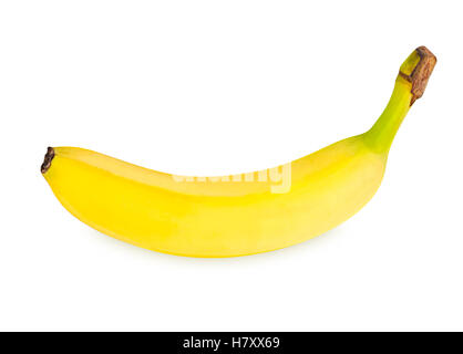 einzelne gelbe Banane Frucht isoliert auf weißem Hintergrund Stockfoto