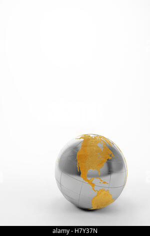 Silber und Gold Erdball Stockfoto