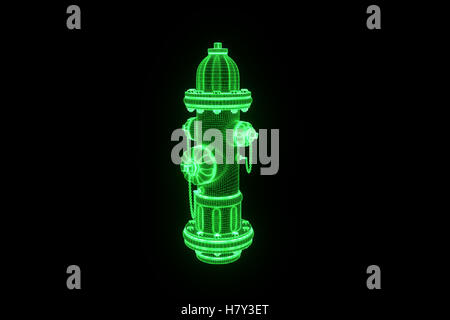 Hydranten im Hologramm Wireframe-Stil. Schönes 3D Rendering Stockfoto