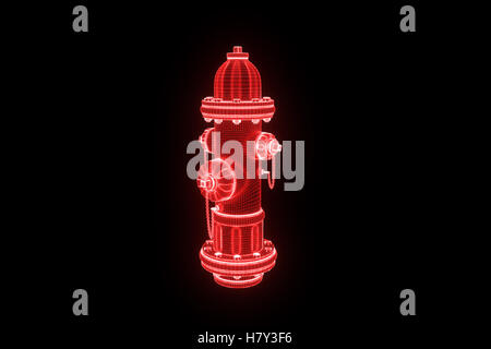 Hydranten im Hologramm Wireframe-Stil. Schönes 3D Rendering Stockfoto